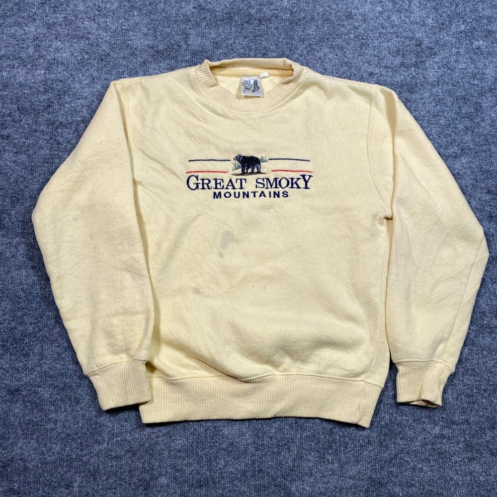 Vintage ESY Surf Co Great Smoky‎ Mountains Yellow Bear Sweatshirt Mens Small